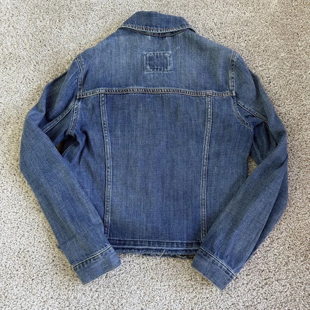 Abercrombie & Fitch Jacket Womens Small Blue Denim Jean Button Front Pockets